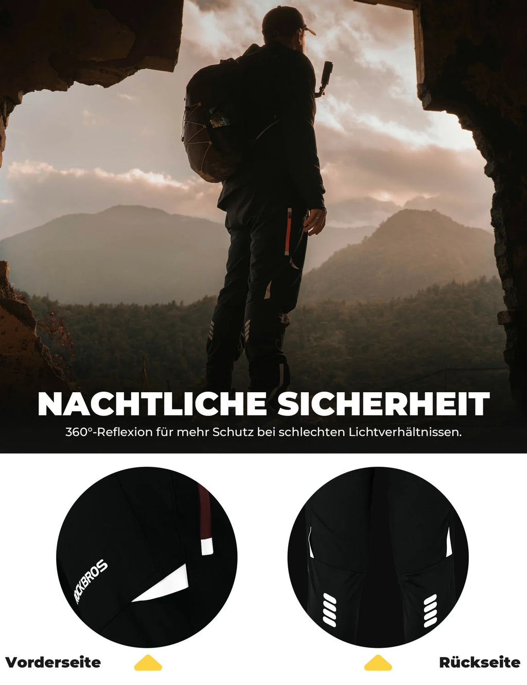 ROCKBROS Herren Radlerhose Atmungsaktiv Lang Fahrradhose Unisex M-4XL