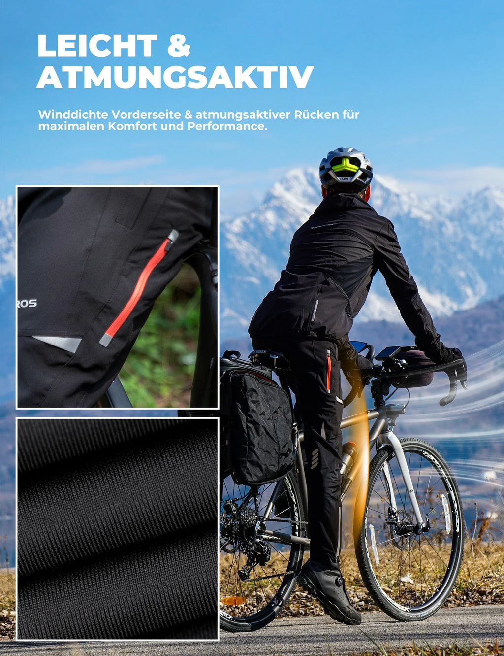 ROCKBROS Herren Radlerhose Atmungsaktiv Lang Fahrradhose Unisex M-4XL