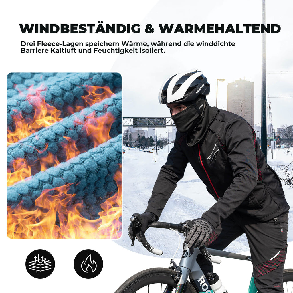 ROCKBROS Lange Fahrradhose Herren Winter Radhose Winddicht Warm