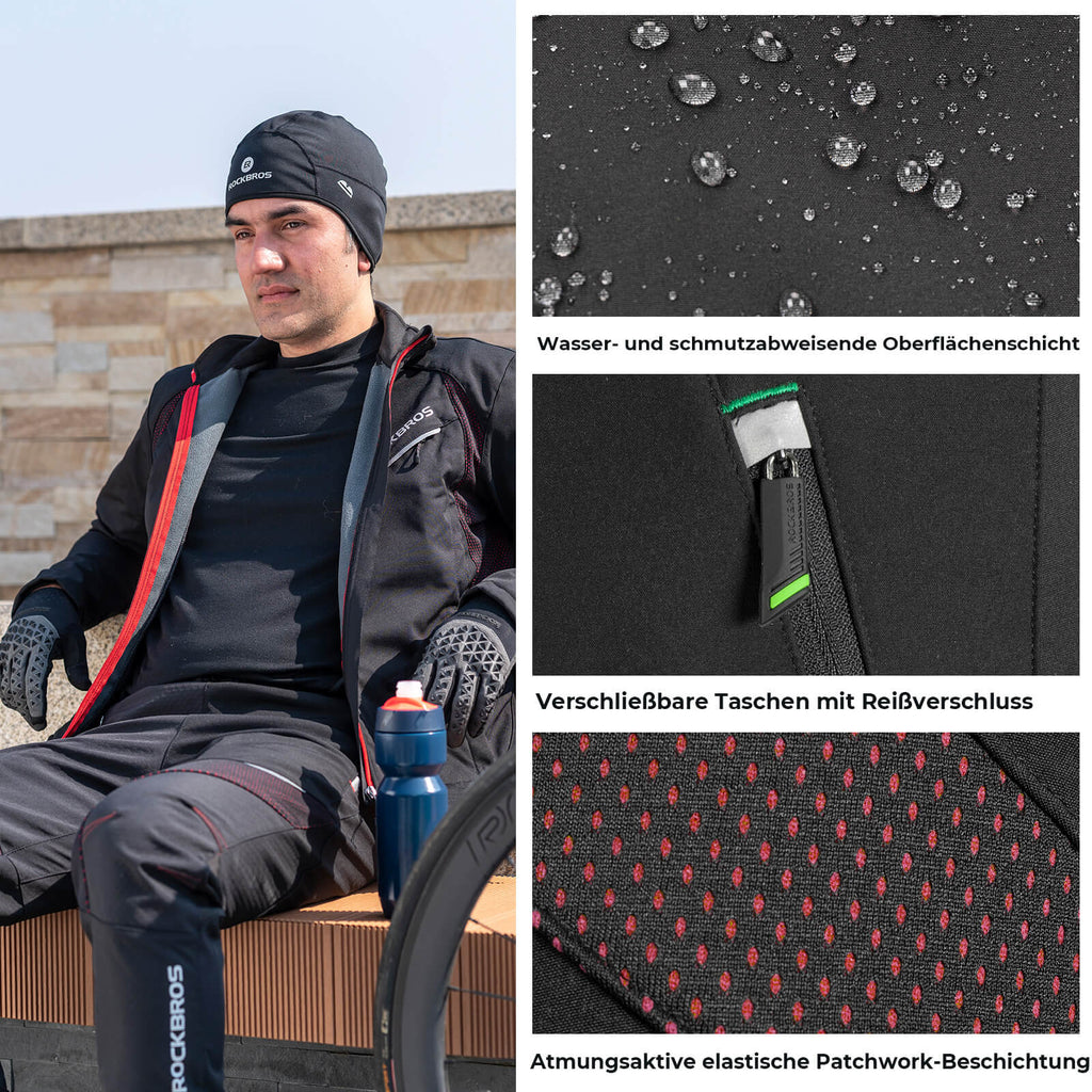 ROCKBROS Lange Fahrradhose Herren Winter Radhose Winddicht Warm