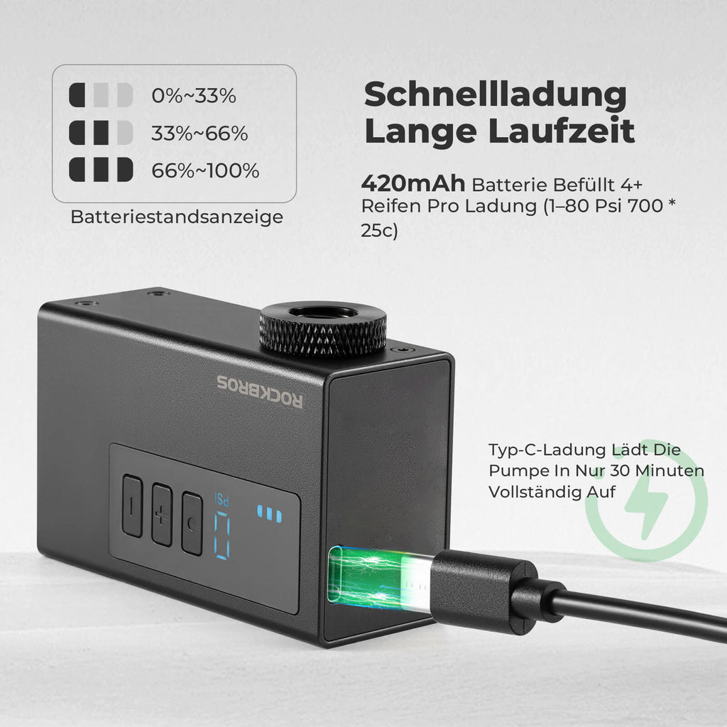 ROCKBROS MINI Elektrische Fahrradpumpe Tragbar AS240 Pro