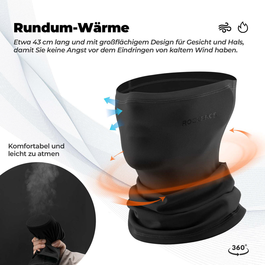 ROCKBROS Multifunktionstuch Fleece Sturmhaube Weich Gesichtsmaske Schlauchtuch