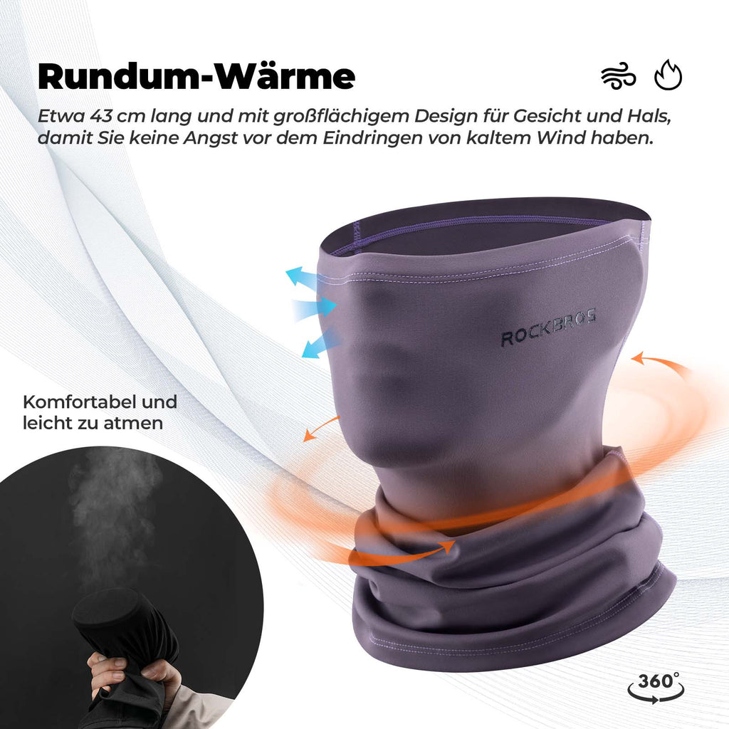 ROCKBROS Multifunktionstuch Fleece Sturmhaube Weich Gesichtsmaske Schlauchtuch