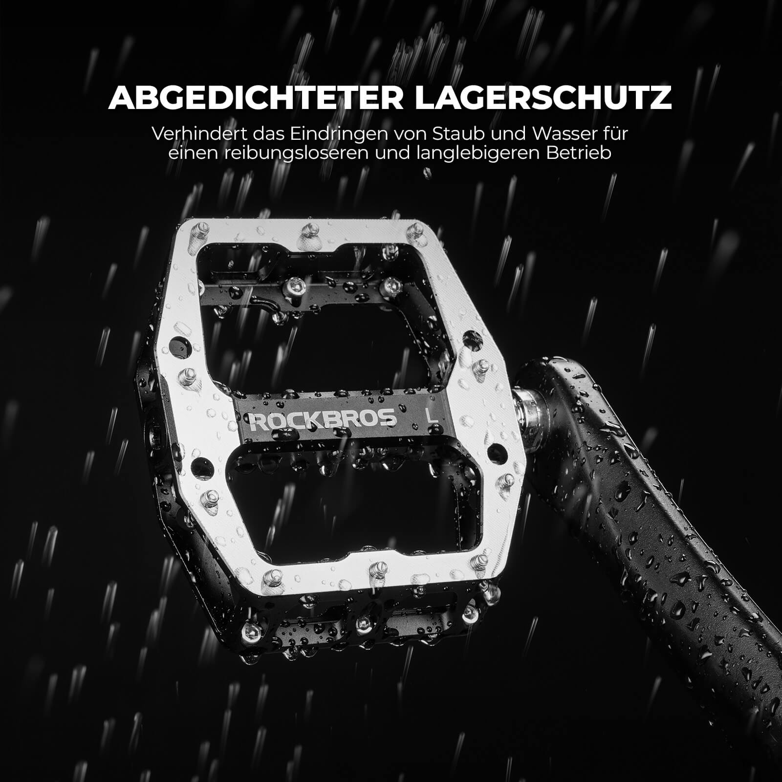 ROCKBROS Pedale mit Anti-Rutsch-Stiften - Breite Plattform & Chrom-Molybdän-Achse