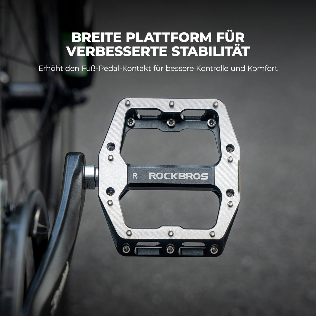 ROCKBROS Pedale mit Anti-Rutsch-Stiften - Breite Plattform & Chrom-Molybdän-Achse