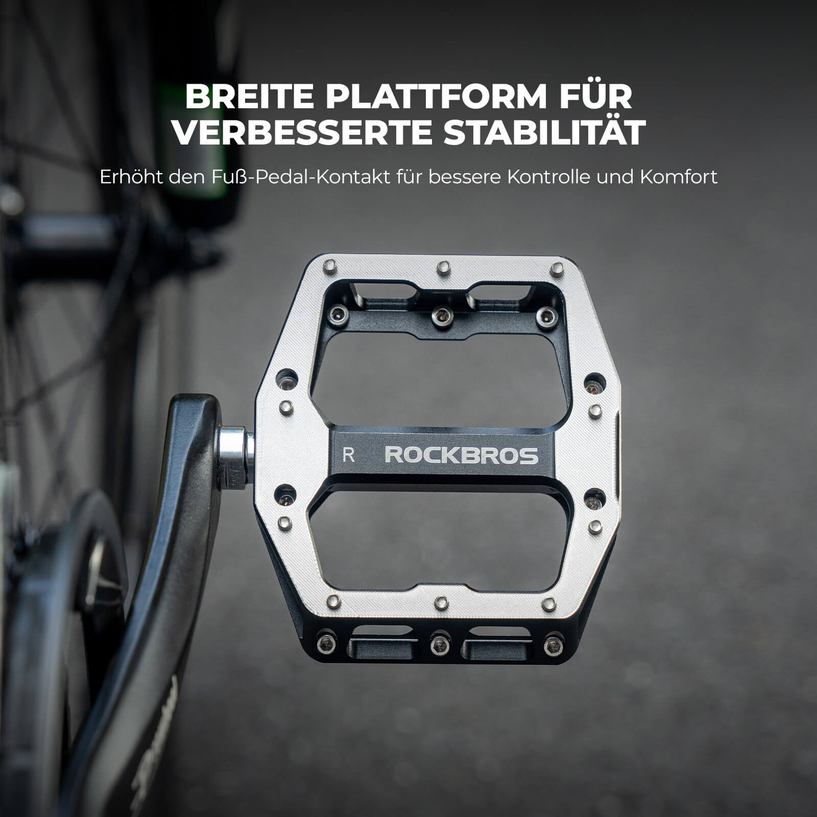 ROCKBROS Pedale mit Anti-Rutsch-Stiften - Breite Plattform & Chrom-Molybdän-Achse