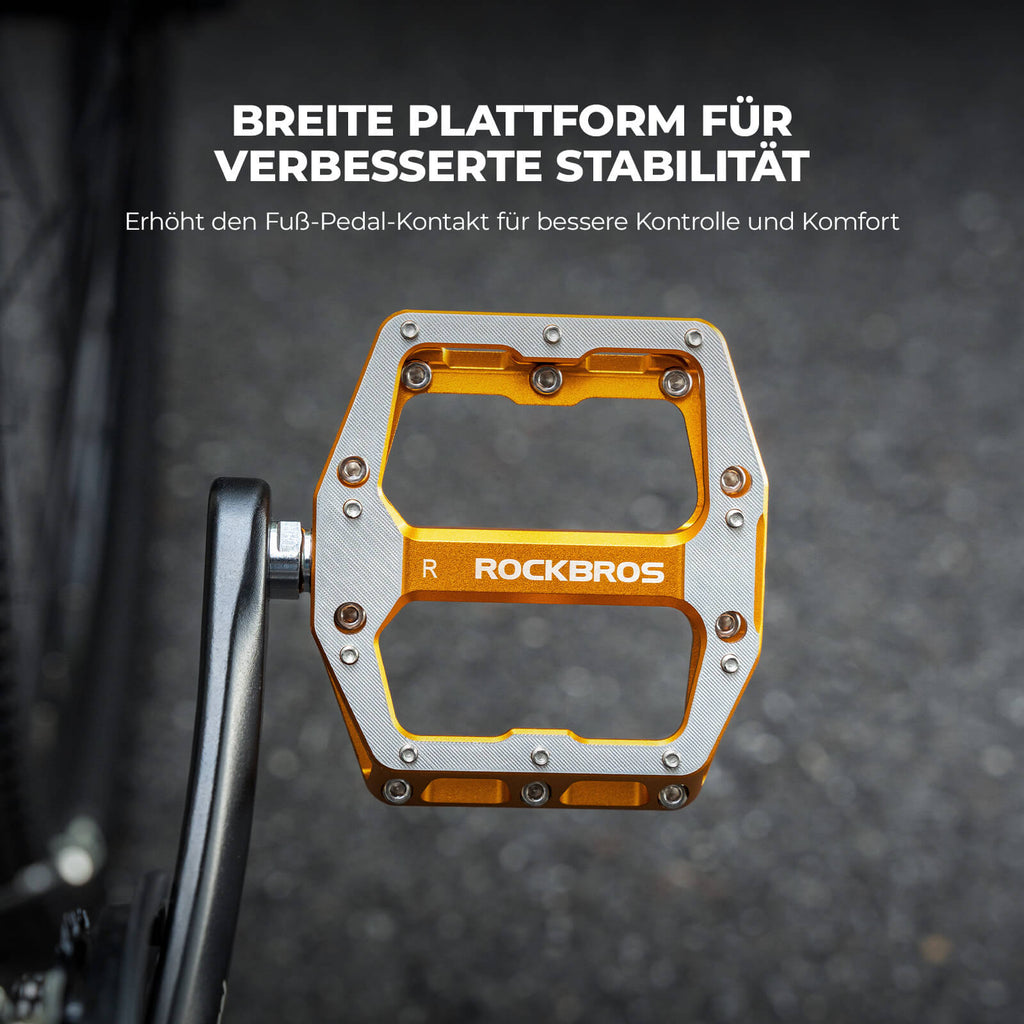 ROCKBROS Pedale mit Anti-Rutsch-Stiften - Breite Plattform & Chrom-Molybdän-Achse