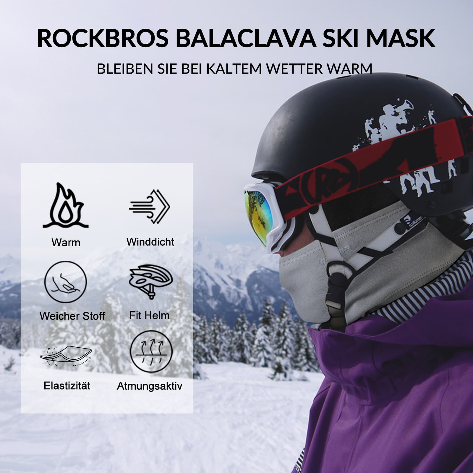 ROCKBROS Sturmhaube 2er Set Herbst Winter Balaclava für Outdoorsports Unisex