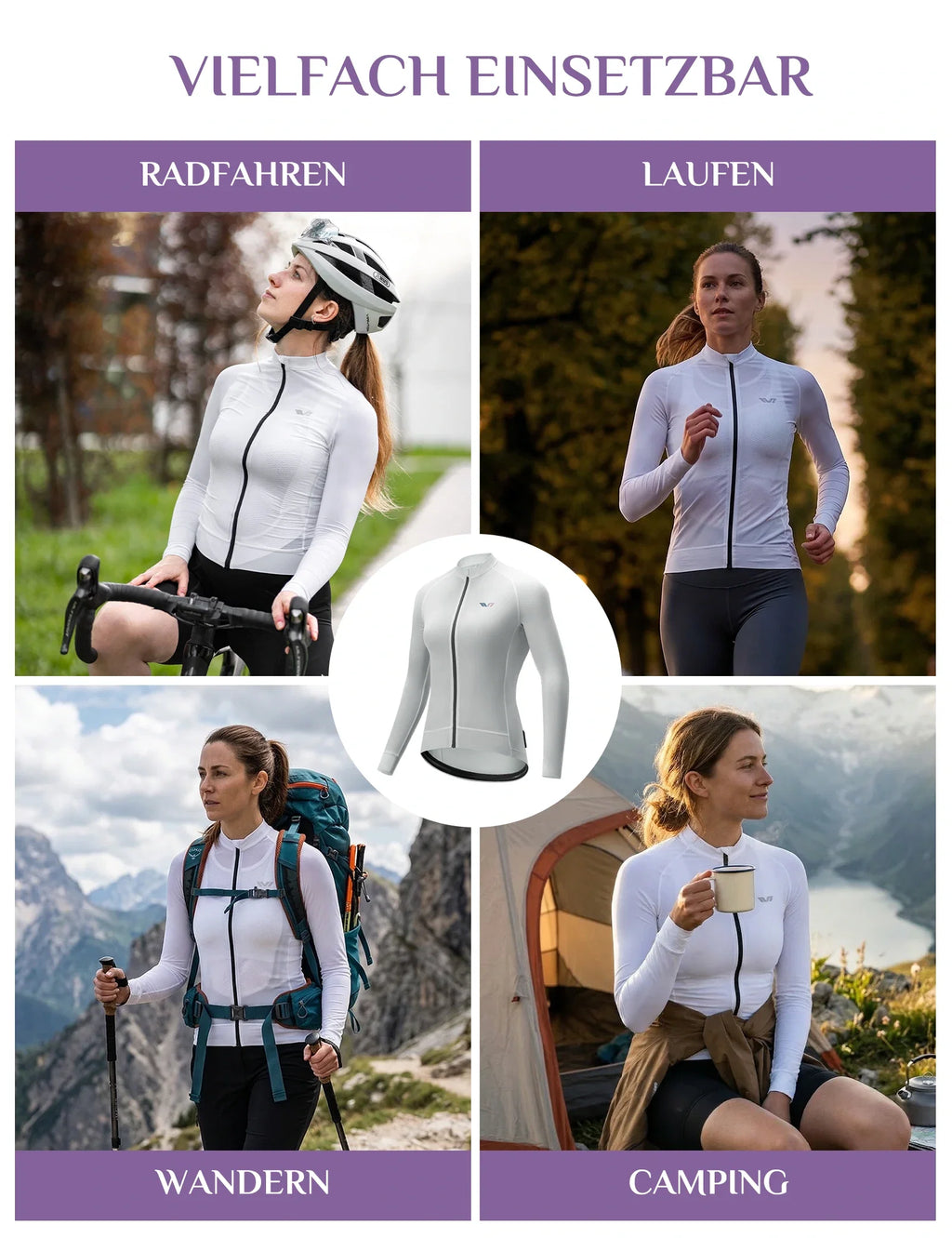 ROCKBROS TVI Damen Langarm-Radtrikot Fahrrad Jersey für MTB & Rennrad