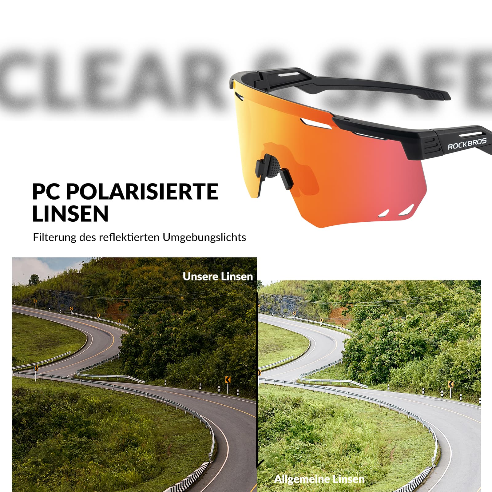 Ultraleichte Polarisierte Fahrradbrille mit UV400