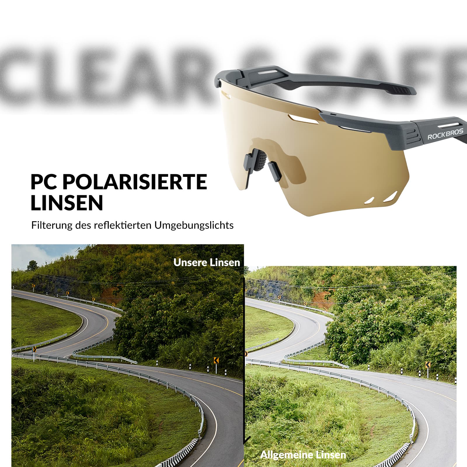 Ultraleichte Polarisierte Fahrradbrille mit UV400