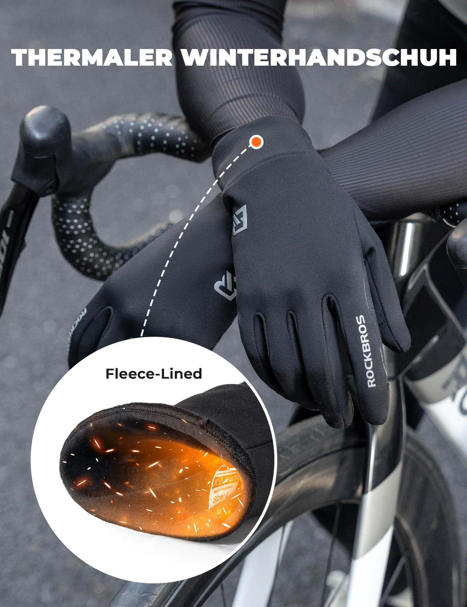 ROCKBROS Fahrradhandschuhe Anti-Rutsch Reflektierend