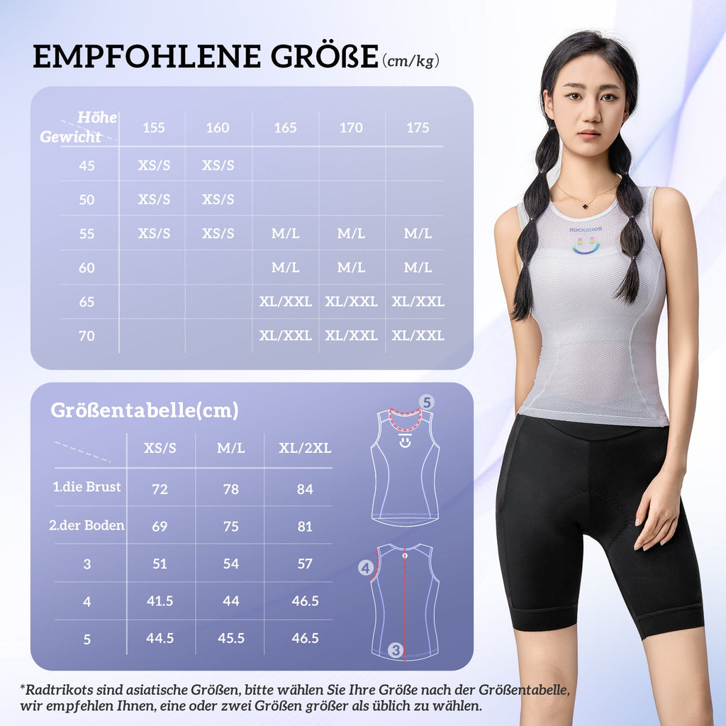 Damen Sporttop Atmungsaktiv baselayer Unterhemd für Radfahren
