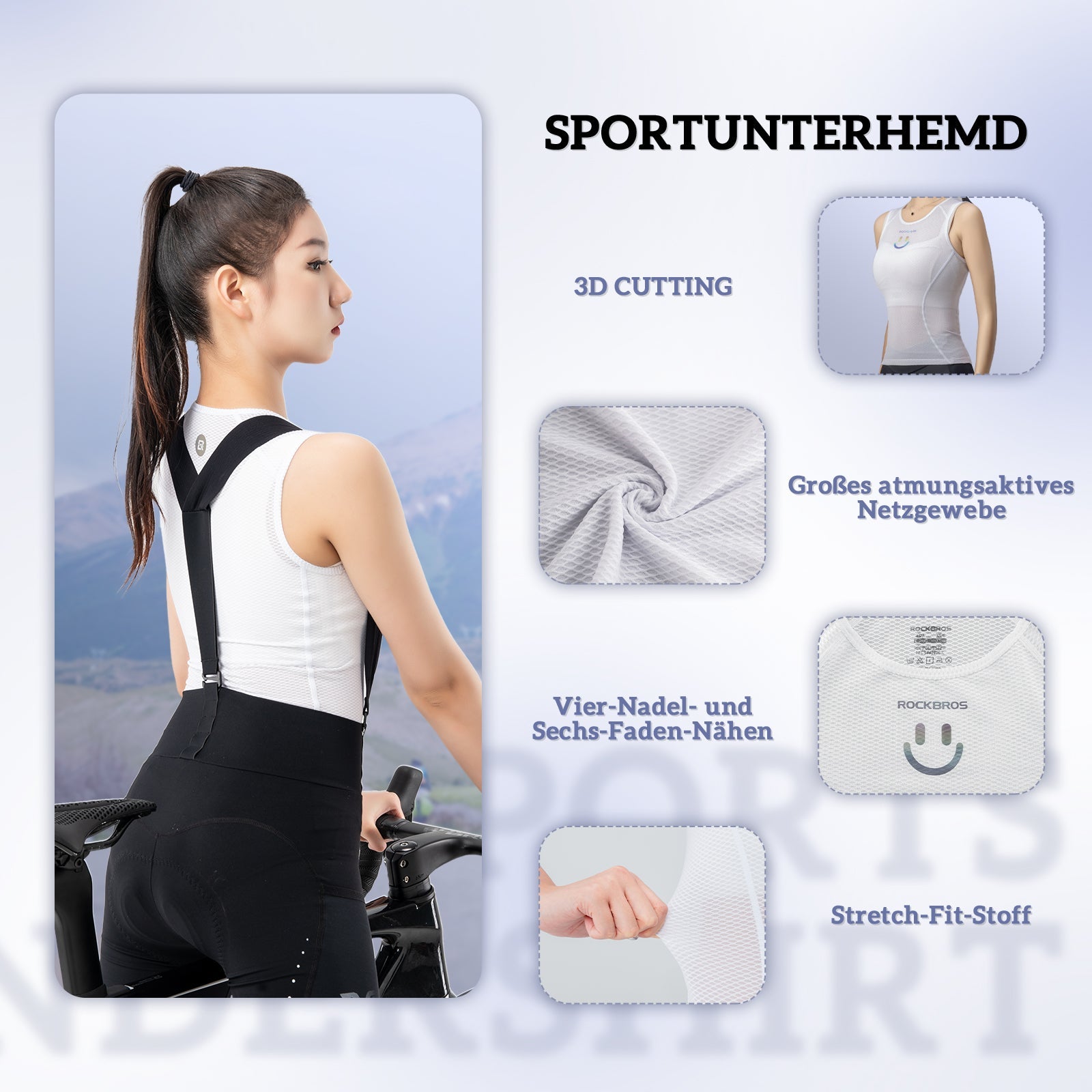 Damen Sporttop Atmungsaktiv baselayer Unterhemd für Radfahren