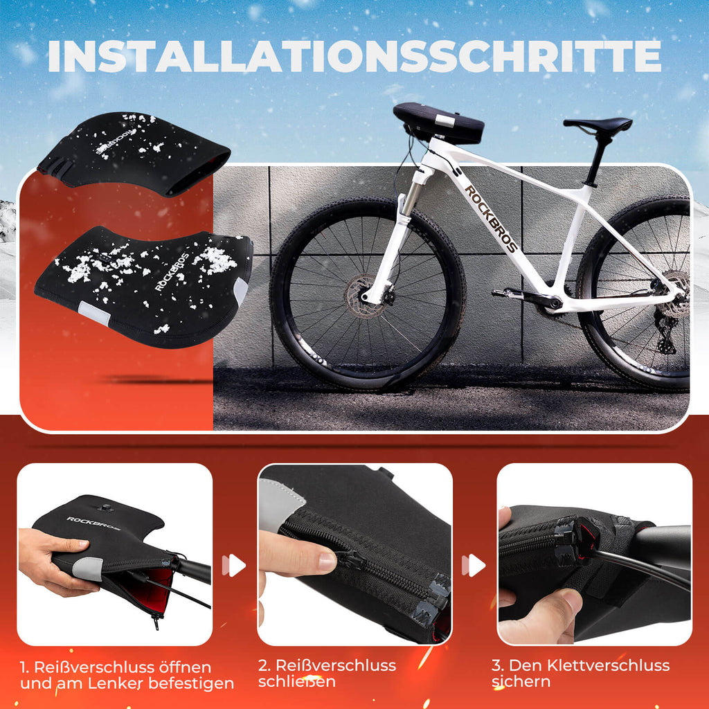 ROCKBROS Beheizte Wasserabweisend Fahrrad Lenkerstulpen - Wiederaufladbar
