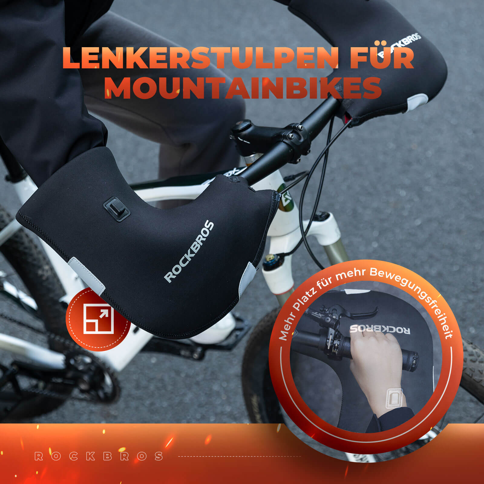 ROCKBROS Beheizte Wasserabweisend Fahrrad Lenkerstulpen - Wiederaufladbar