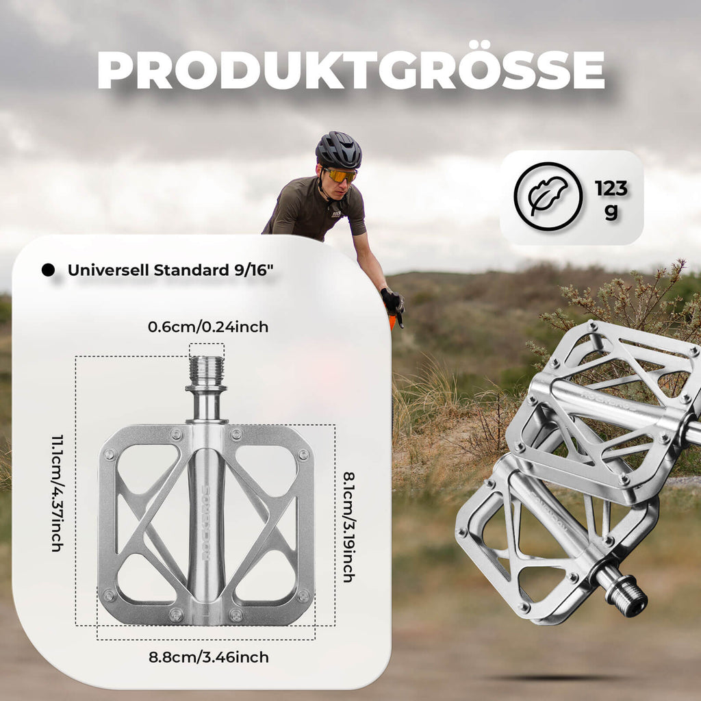 ROCKBROS Fahrradpedale aus Titanlegierung 3-Lager MTB-Pedale Plattform 9/16 Zoll