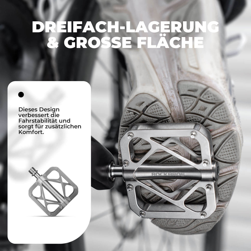 ROCKBROS Fahrradpedale aus Titanlegierung 3-Lager MTB-Pedale Plattform 9/16 Zoll