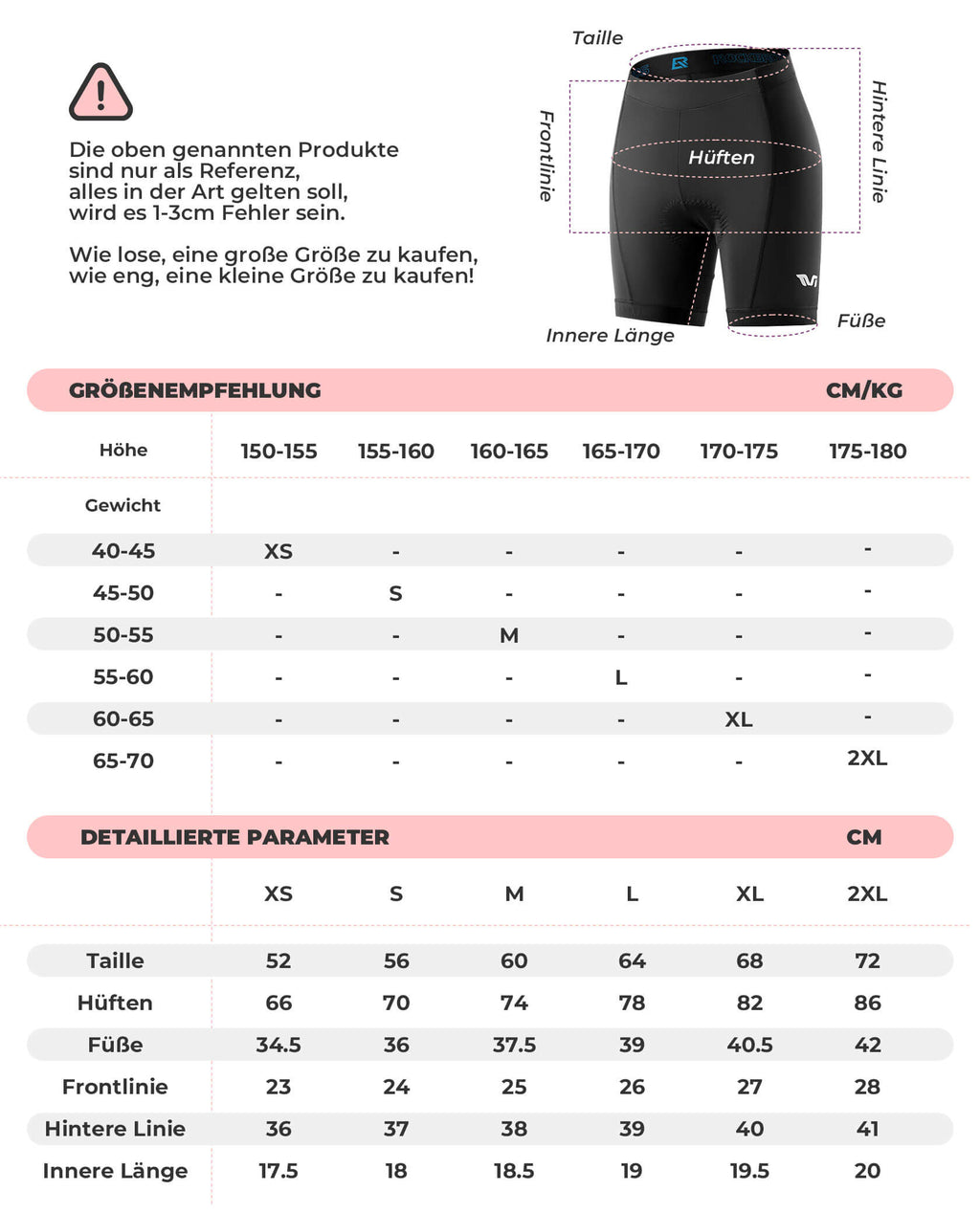 TVI Damen Radlerhose Gepolstert Fahrradhose Schnell Trocknend