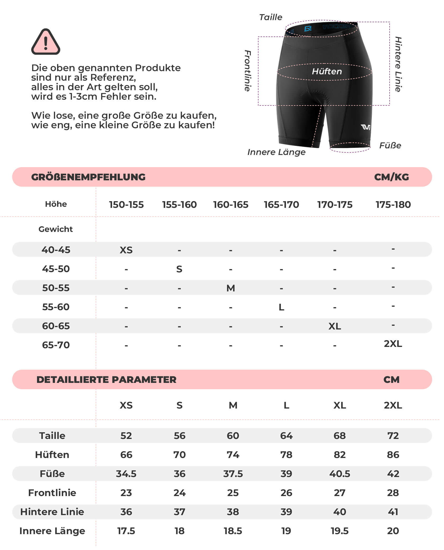 TVI Damen Radlerhose Gepolstert Fahrradhose Schnell Trocknend