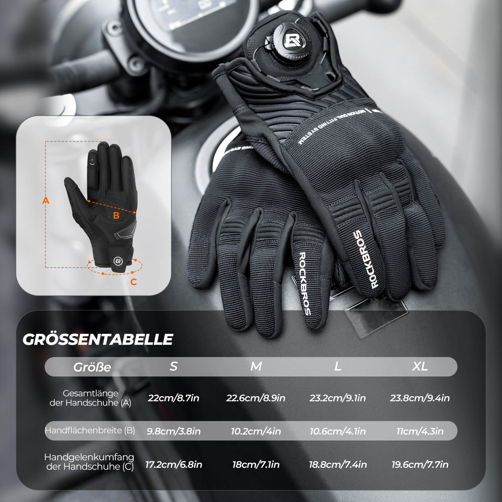 ROCKBROS Motorradhandschuhe Atmungsaktiv Handschuhe Touchscreen