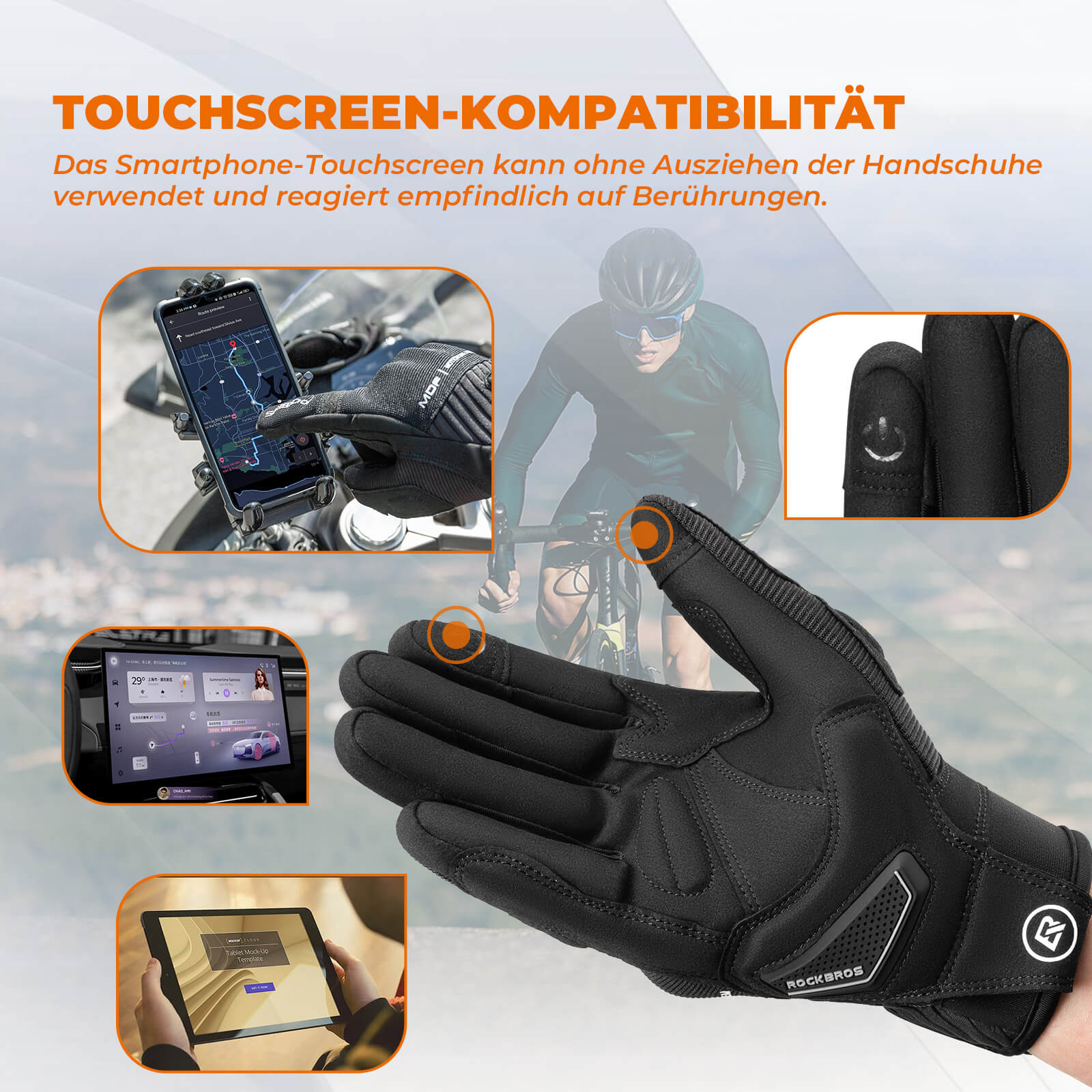 ROCKBROS Motorradhandschuhe Atmungsaktiv Handschuhe Touchscreen