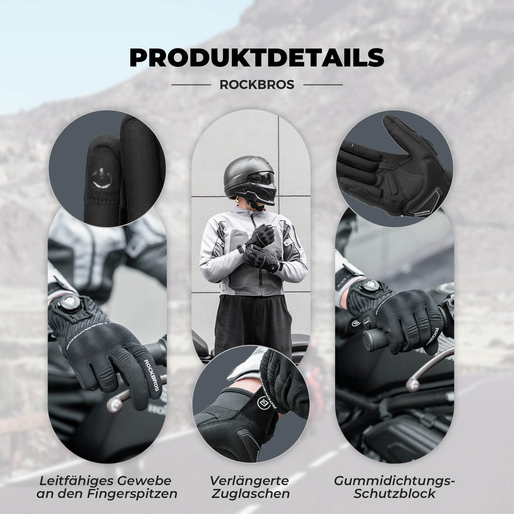 ROCKBROS Motorradhandschuhe Atmungsaktiv Handschuhe Touchscreen