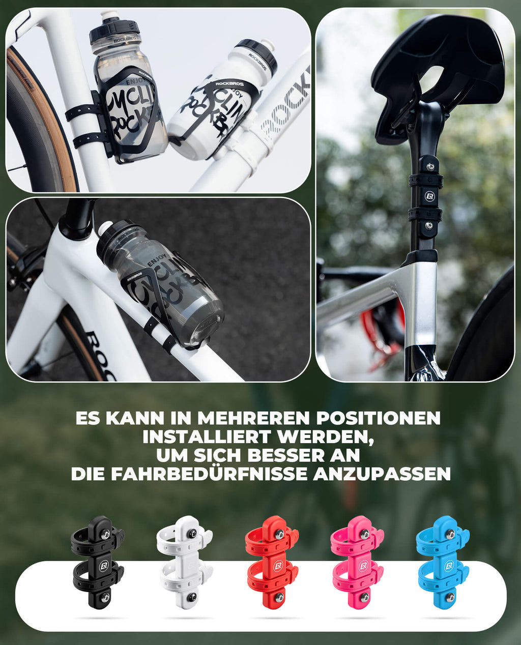 ROCKBROS Universal Flaschenhalter für Fahrrad Kein Stanzen Basis für Umbau