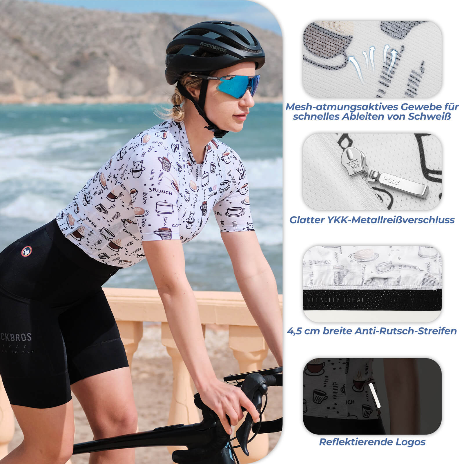 ROCKBROS TVI Damen-Frühstücksclub Schnelltrocknendes Radtrikot