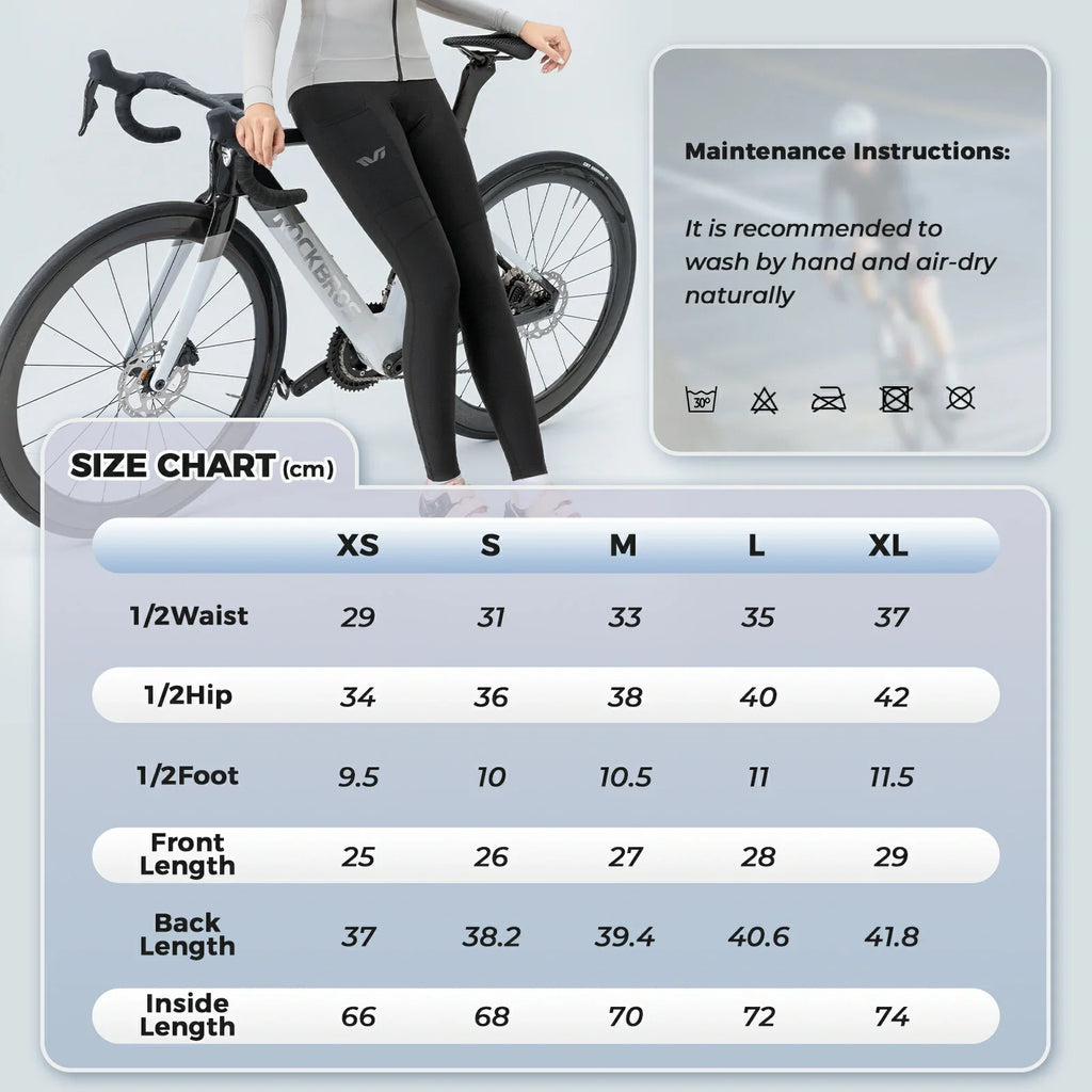ROCKBROS Damen Winter Fahrradhose Lang Gepolstert Elastisch Atmungsaktiv