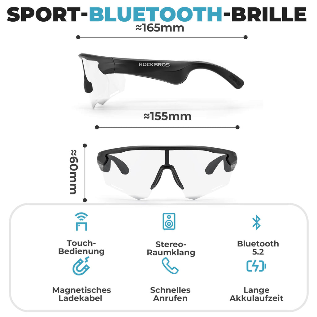Smarte Fahrradbrille mit Bluetooth: Elektronisch, Selbsttönend & Polarisiert