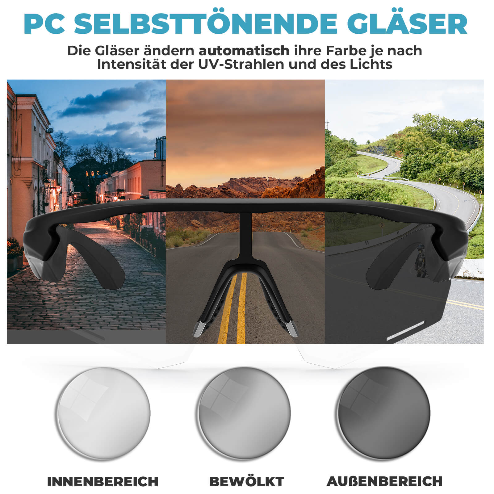 Smarte Fahrradbrille mit Bluetooth: Elektronisch, Selbsttönend & Polarisiert