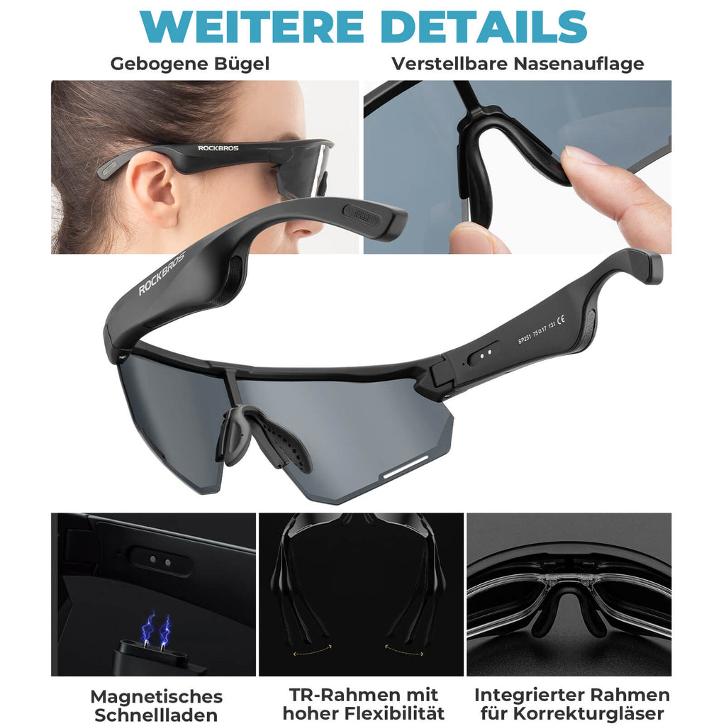 Smarte Fahrradbrille mit Bluetooth: Elektronisch, Selbsttönend & Polarisiert