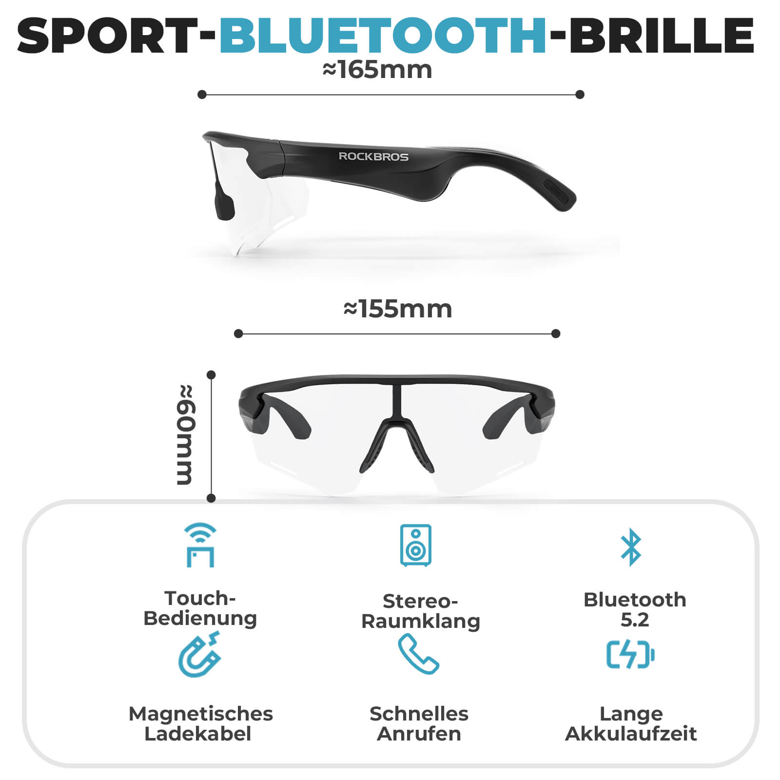 Smarte Fahrradbrille mit Bluetooth: Elektronisch, Selbsttönend & Polarisiert