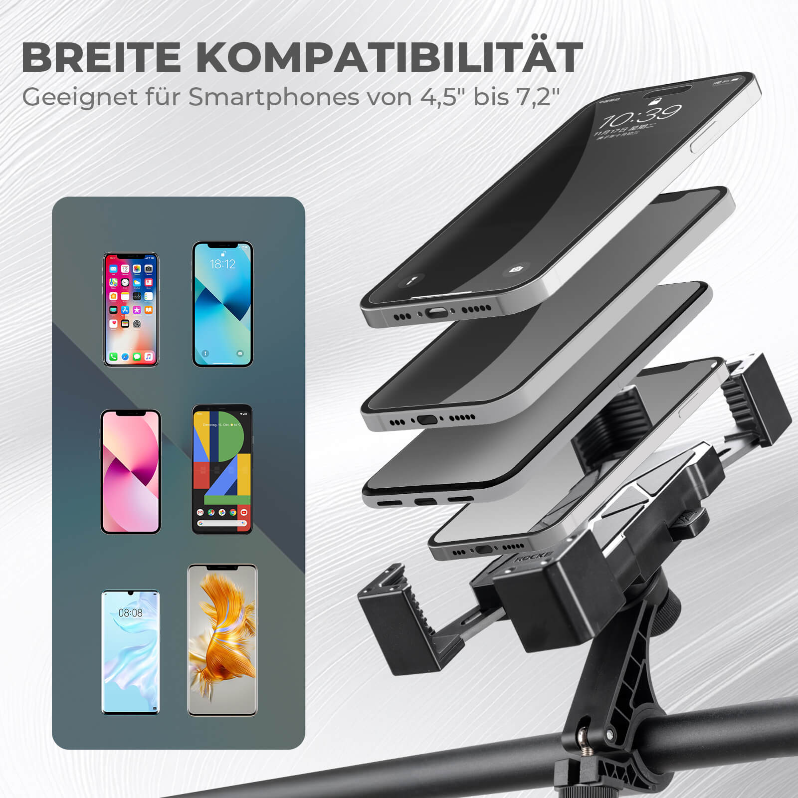 Fahrrad Handyhalterung 360° Drehbar für Handy 4.5~7.2"
