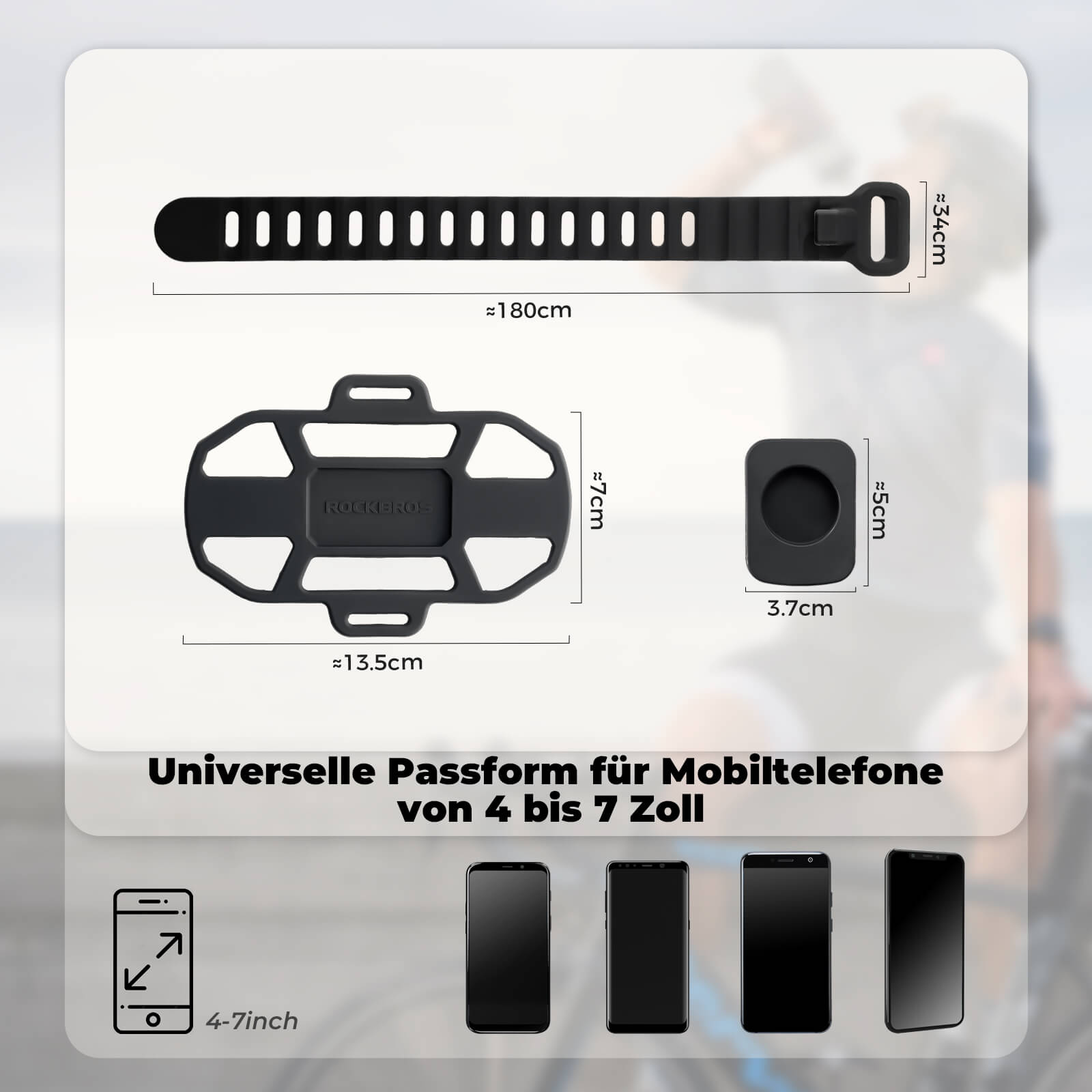 Fahrrad Handyhalterung Stoßdämpfend Kratzfest für 4"-7" Handy