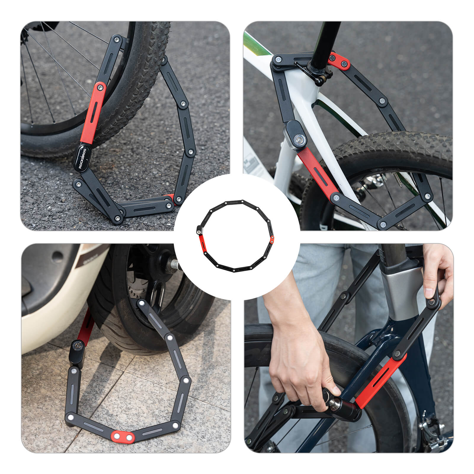 ROCKBROS Fahrrad Klapp-Fahrradschloss Robust Diebstahlschutz mit 2 Schlüsseln