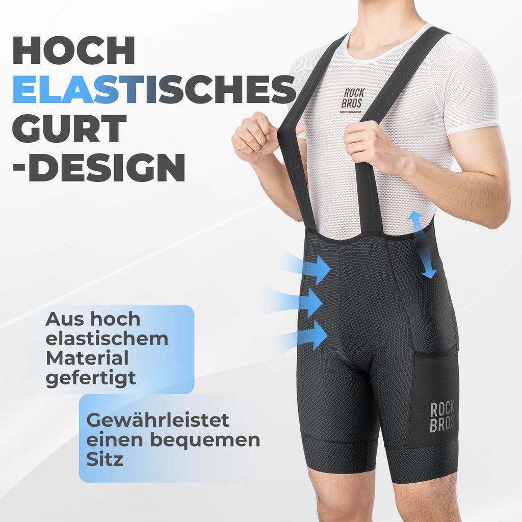 Herren Fahrrad Trägerhose mit Sitzpolster Atmungsaktiv Sommer