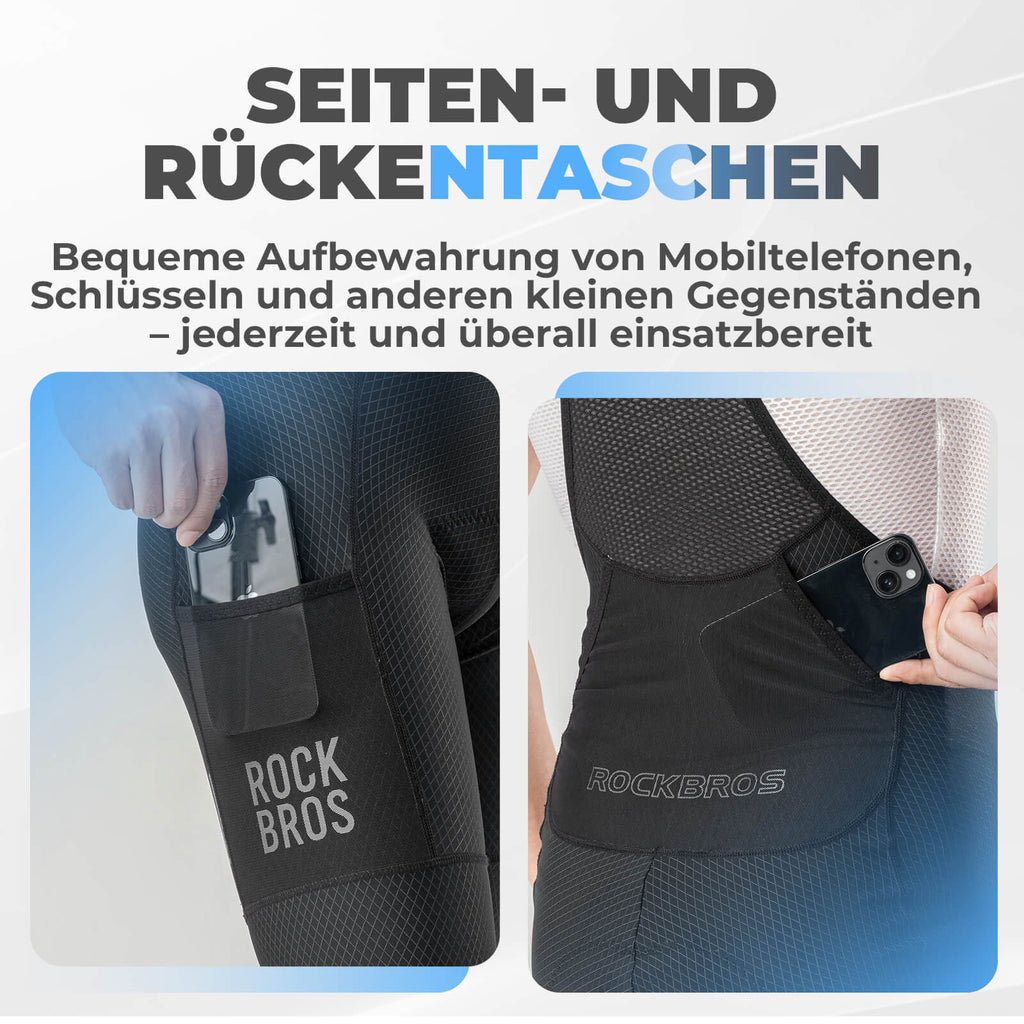 Herren Fahrrad Trägerhose mit Sitzpolster Atmungsaktiv Sommer