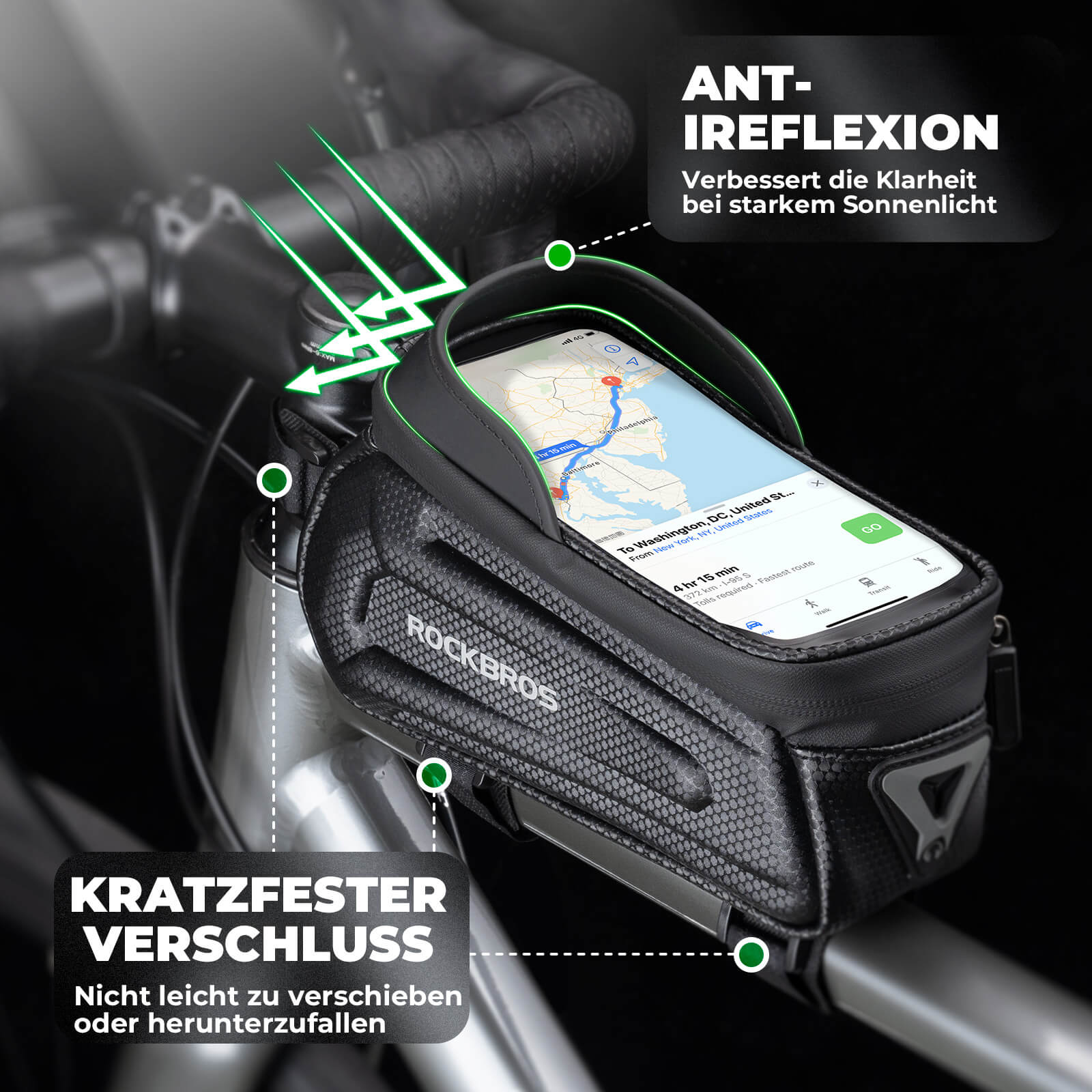 ROCKBROS Fahrradtasche Wasserabweisend Handytasche mit TPU Touchscreen