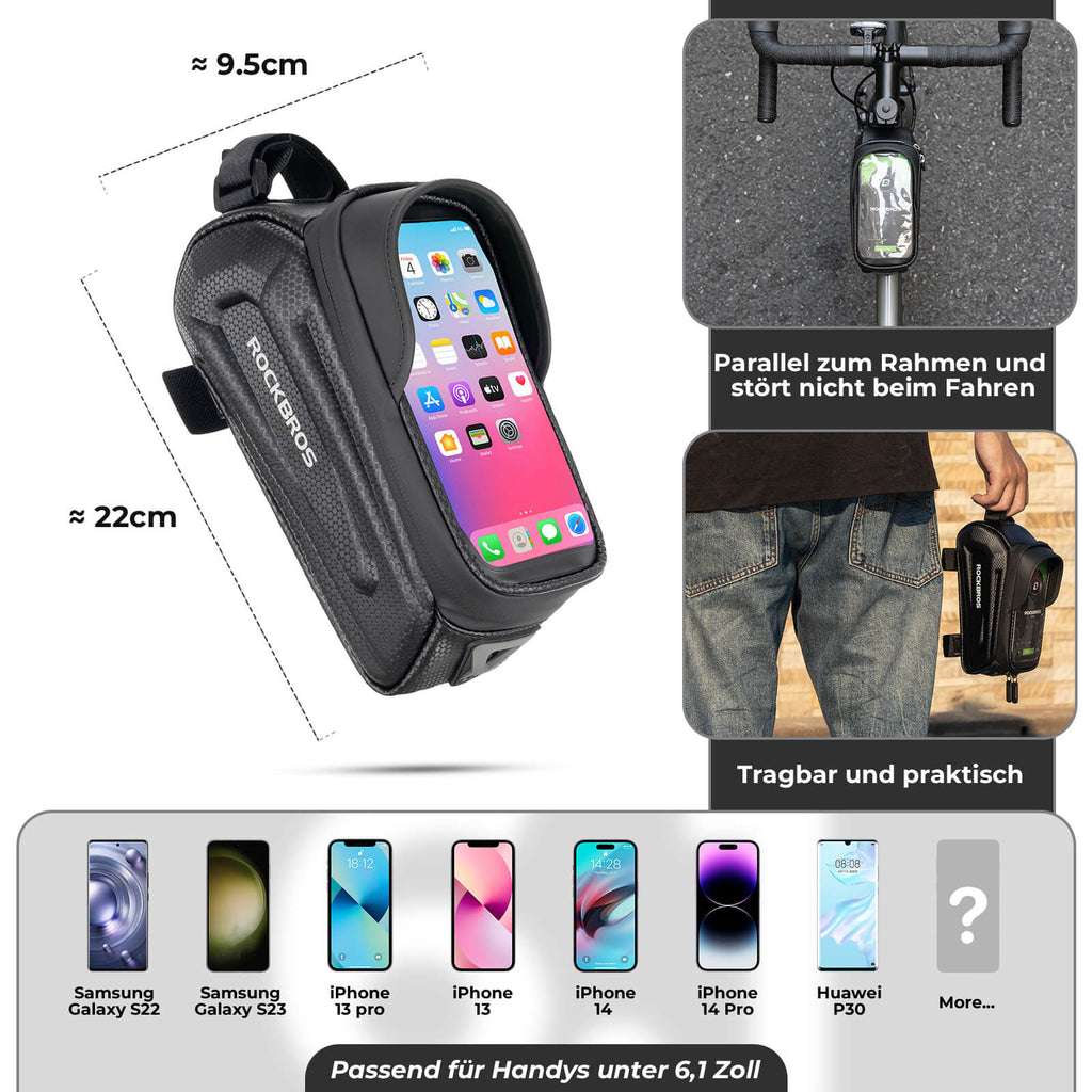 ROCKBROS Fahrradtasche Wasserabweisend Handytasche mit TPU Touchscreen