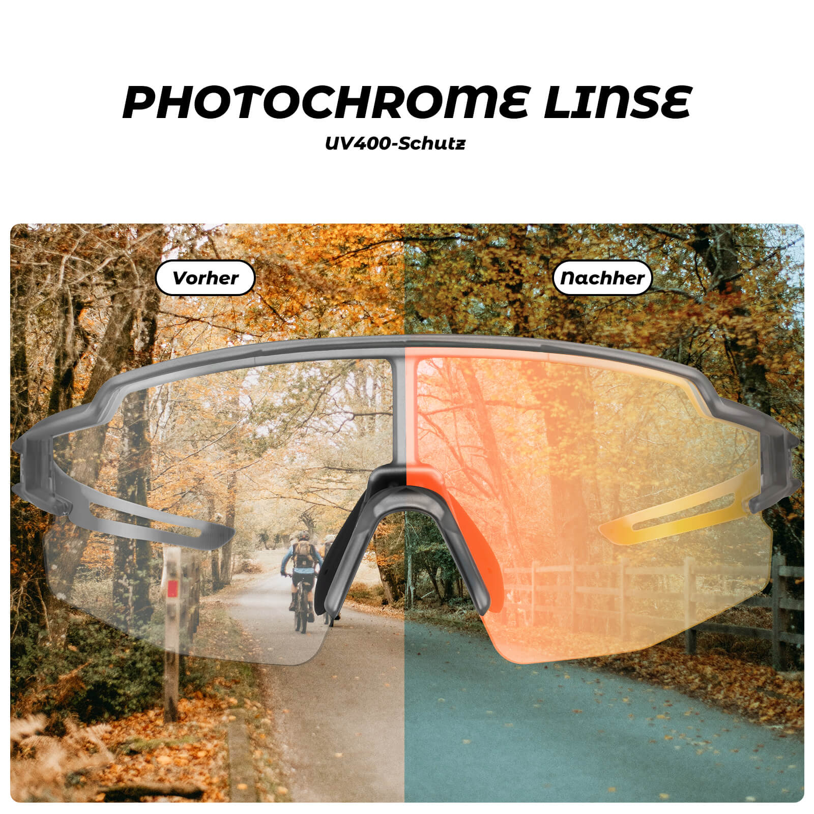 Fahrradbrille Photochromatisch Sonnenbrille UV400-Schutz