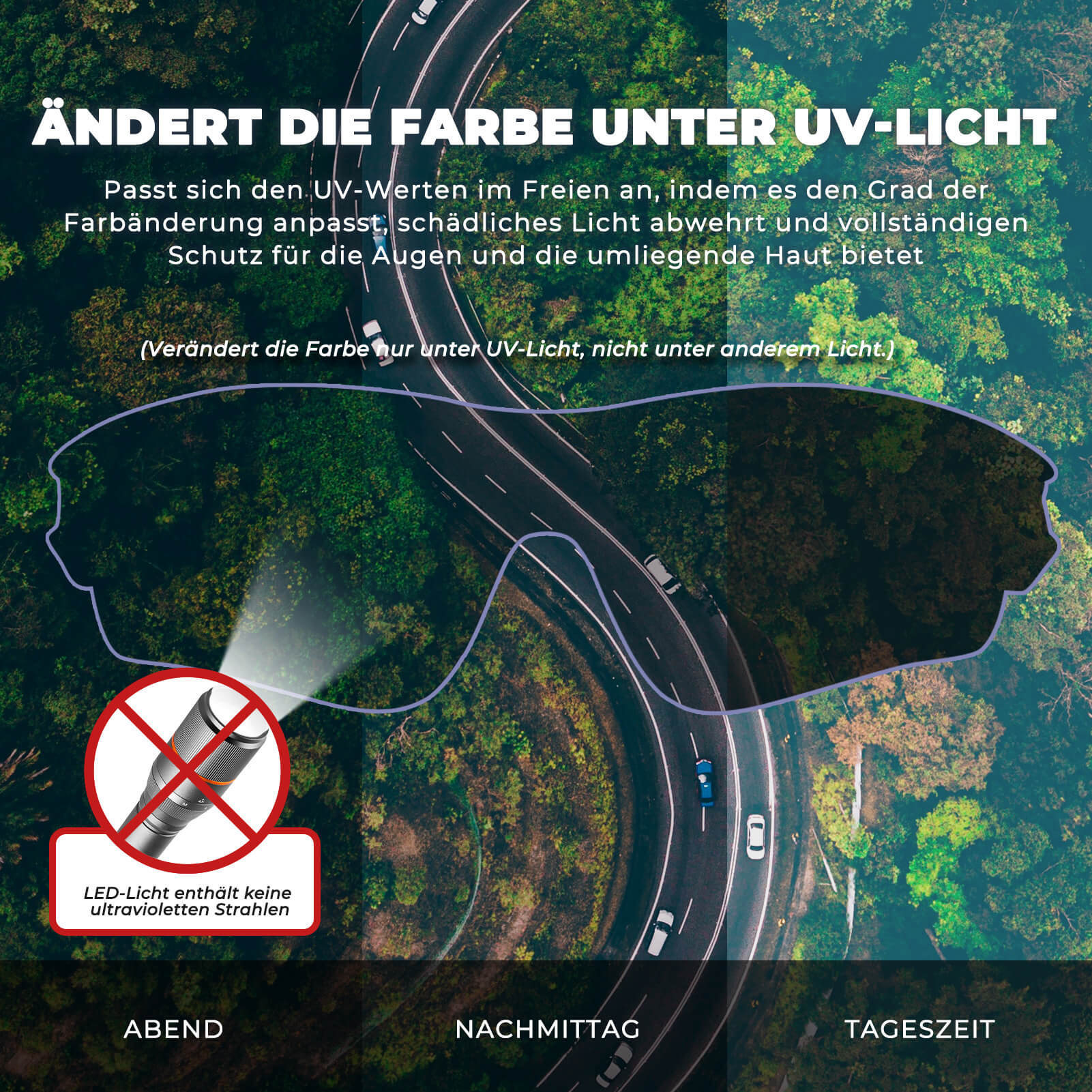 Photochromatische Fahrradbrille für Damen und Herren