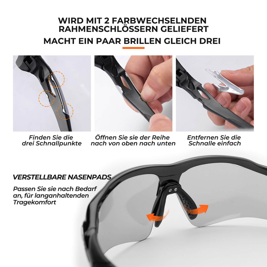 Photochromatische Fahrradbrille für Damen und Herren
