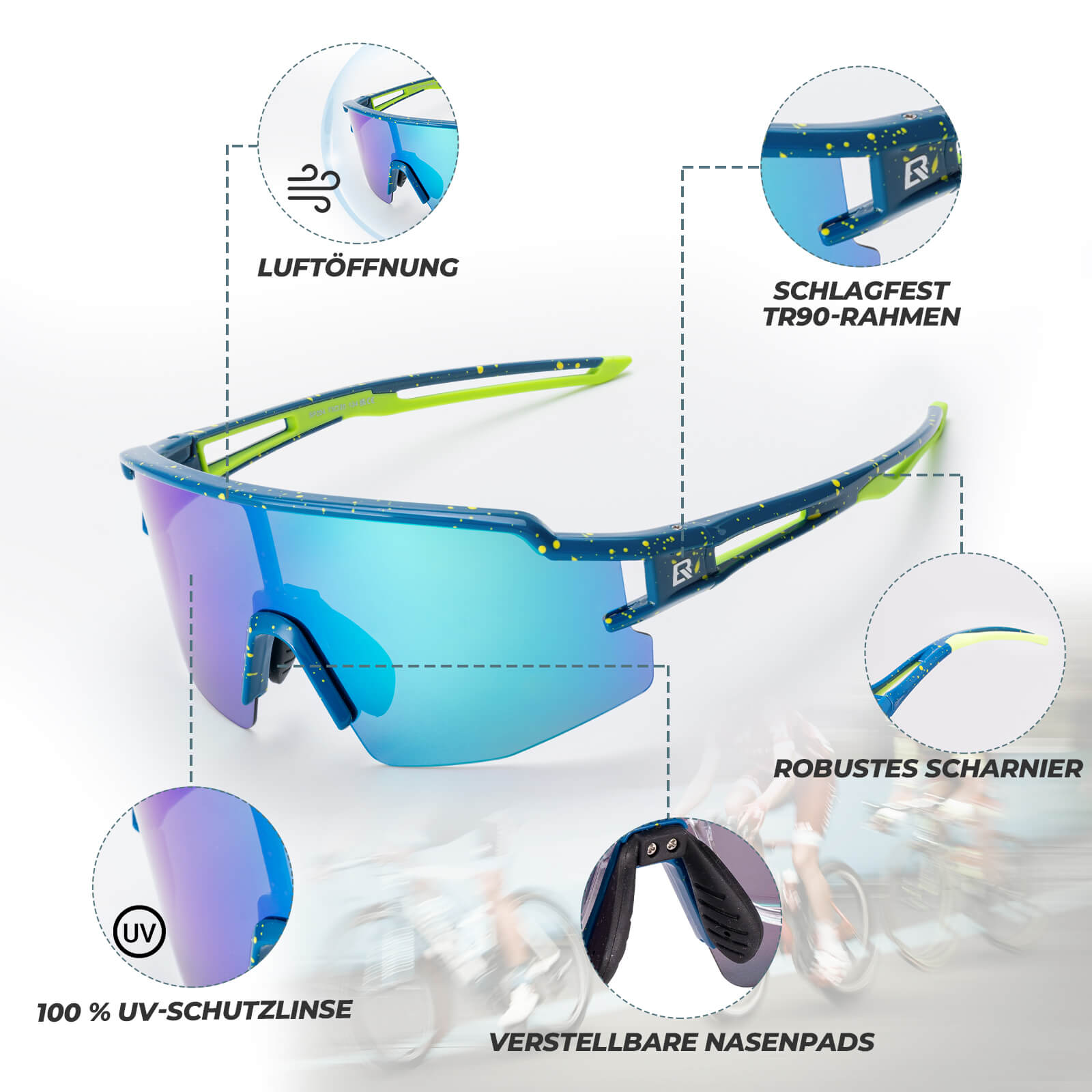 Winddichte und Polarisierte Sportbrille (UV400)