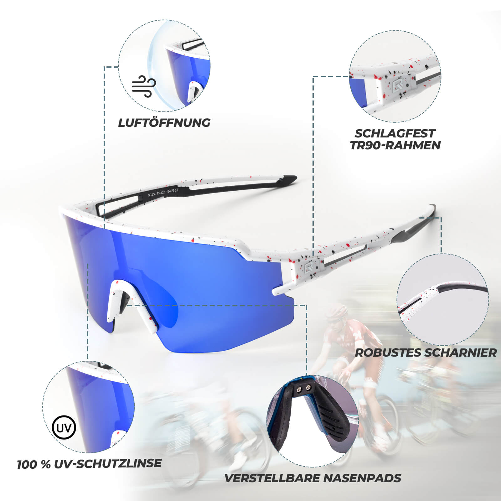 Winddichte und Polarisierte Sportbrille (UV400)
