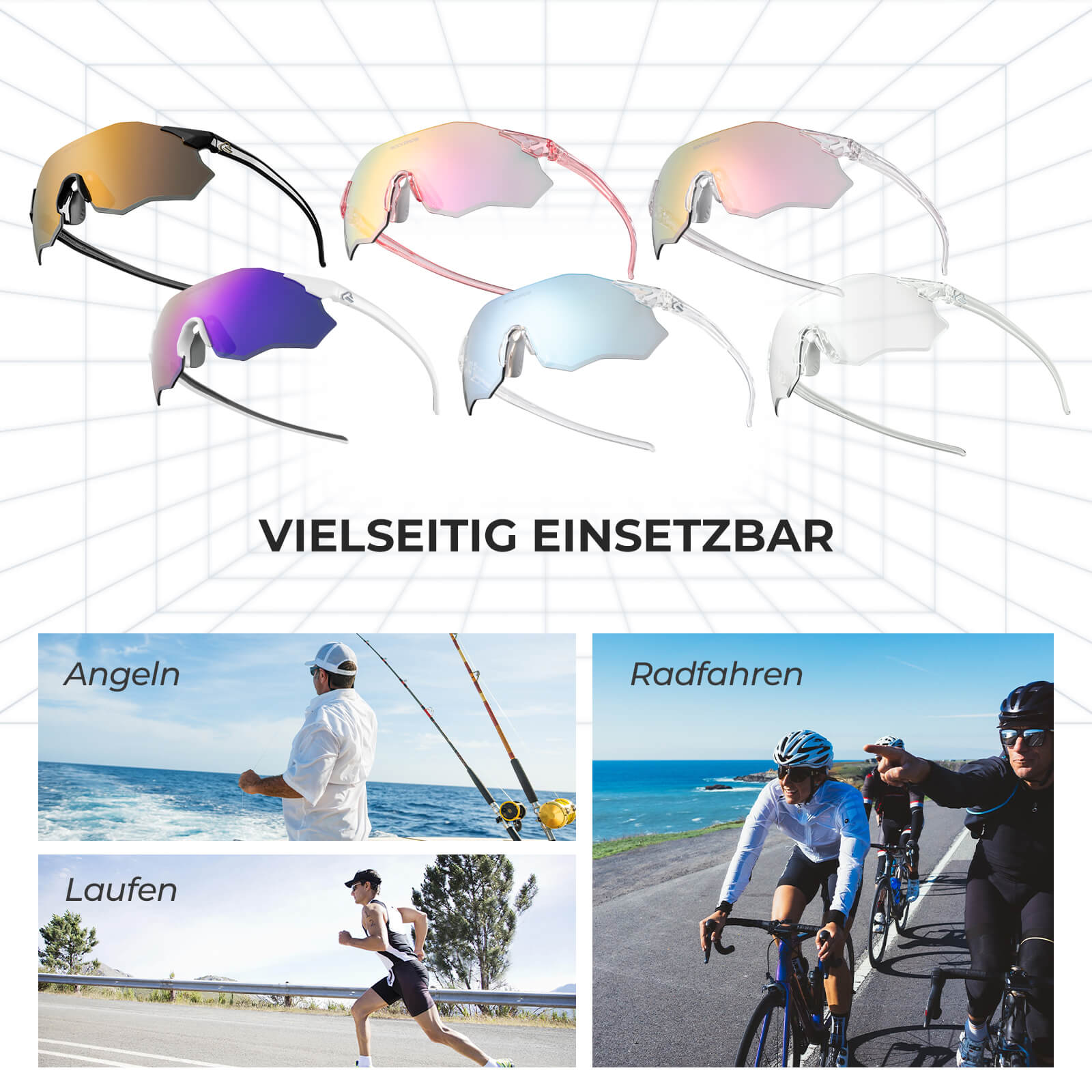 Fahrradbrille Verspiegelte Gläser UV400-Schutz Ohne Rahmen -SWIFT