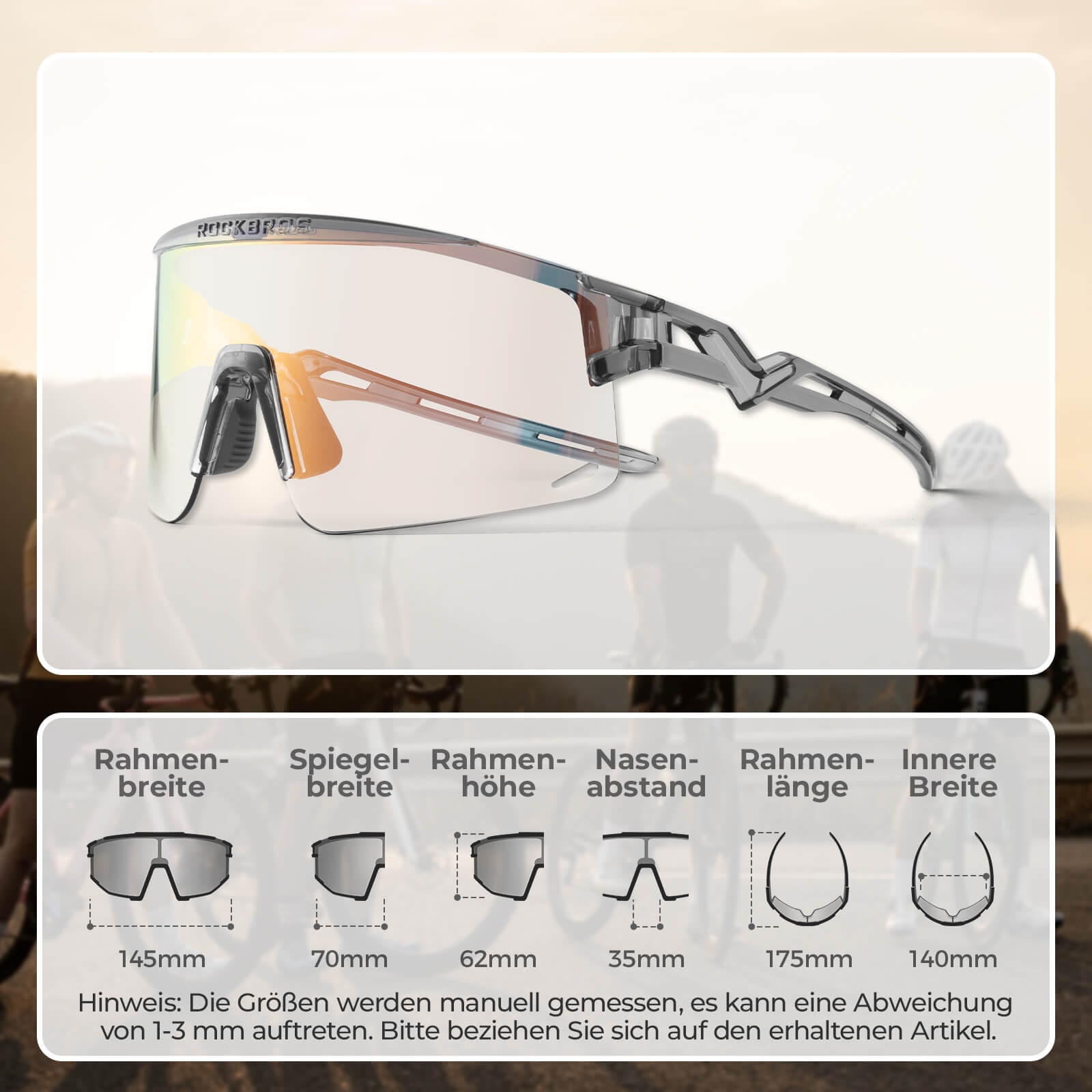 Winddichte Selbsttönende und Polarisierte Radbrille