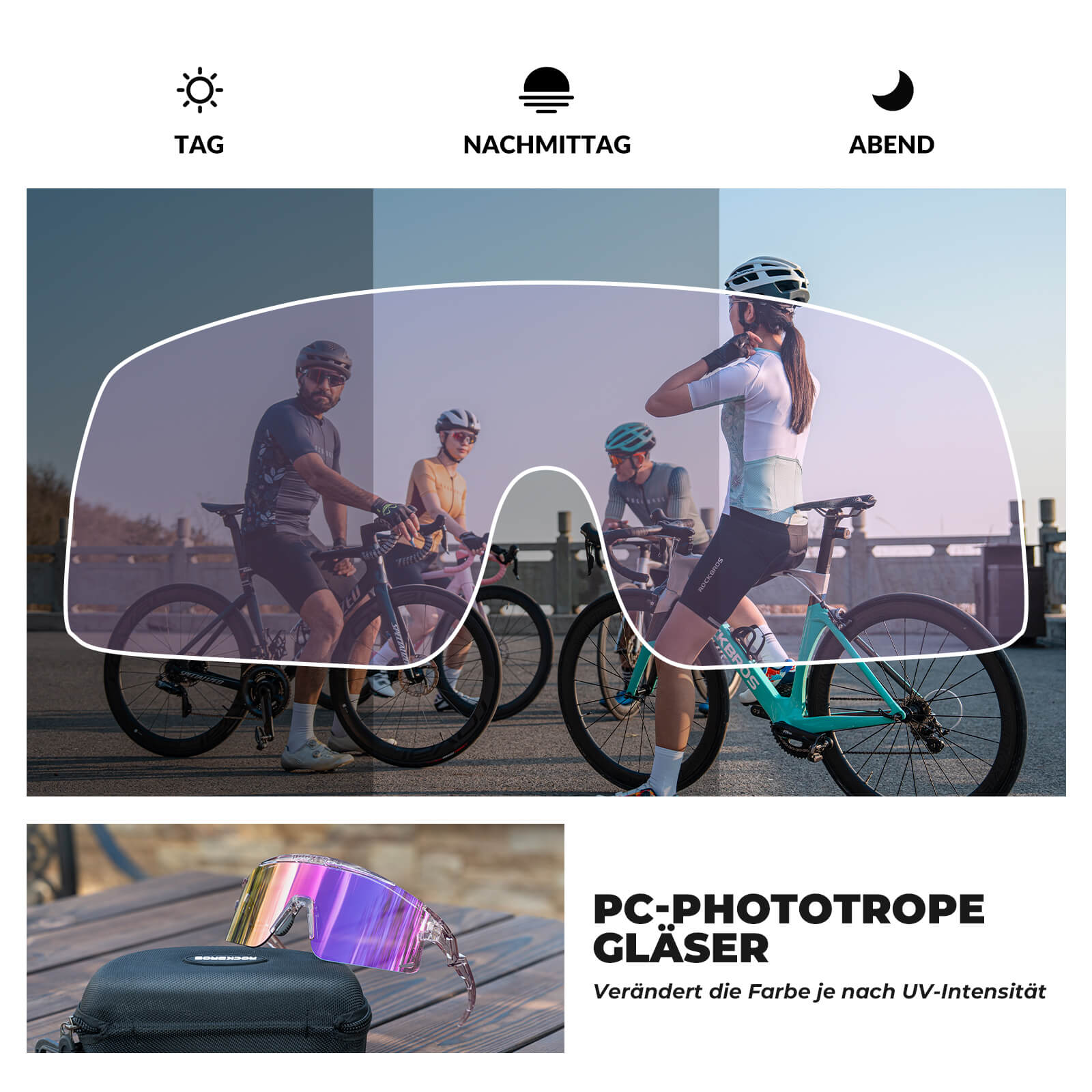 Winddichte Selbsttönende und Polarisierte Radbrille