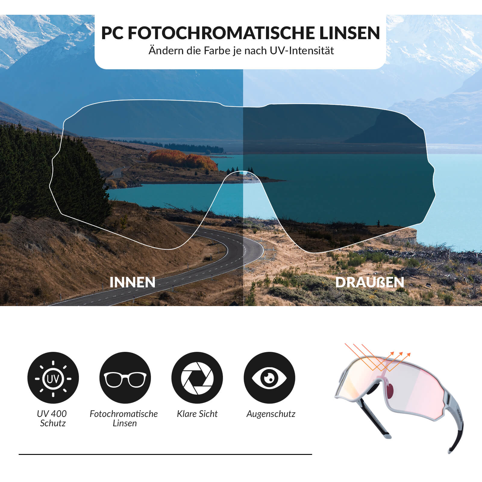Dynamische Radbrille mit UV400-Sonnenfilter